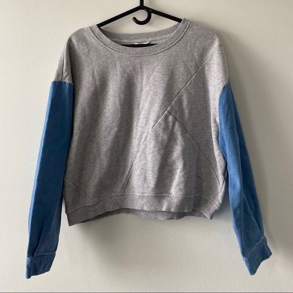 Guess Grey and Jean Sleeved Long Sleeve - Picture 1 of 4